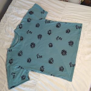 PacSun Teal Mushroom Flower Shirt - Small